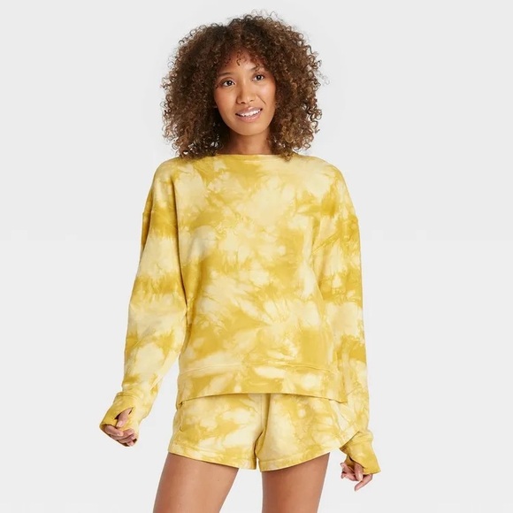 all in motion Tops - All in motion | Tie Dye Sweatshirt w/ Pockets & Thumbholes in Yellow Size XXL